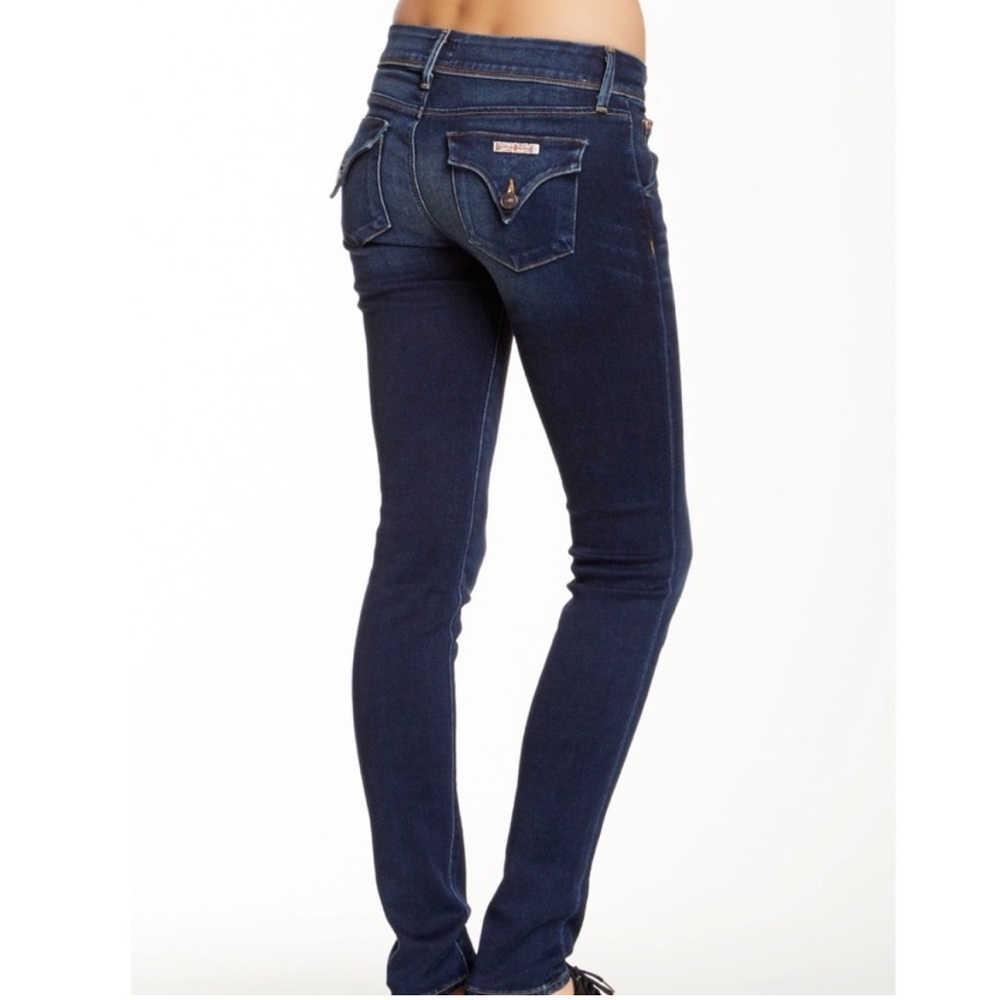 Indigo blue low rise Hudson flap jeans, very good condition. Size 31